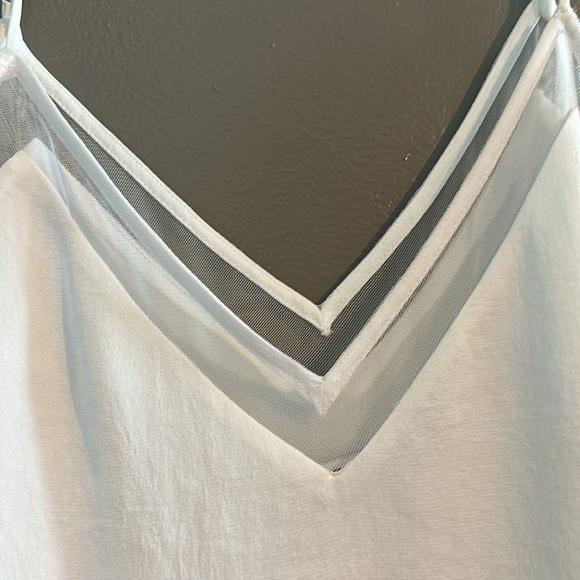 Two Express brand camisoles one cream once white with mesh detail v/neck wrap - Picture 3 of 3